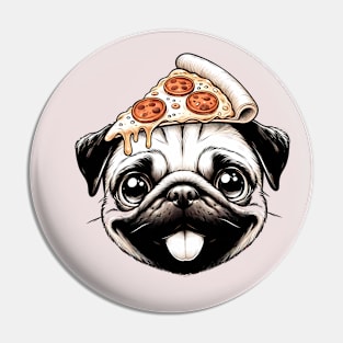 Pug Dog Eating Pizza Pin