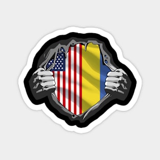 Two Hands Ripping Usa and Ukraine Flags Heritage Roots Magnet