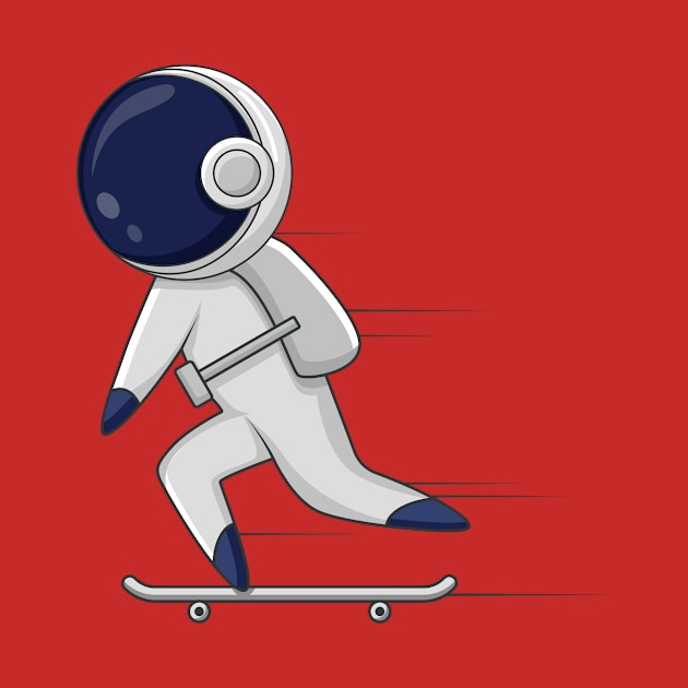 Astronaut and Skateboard by Linescratches