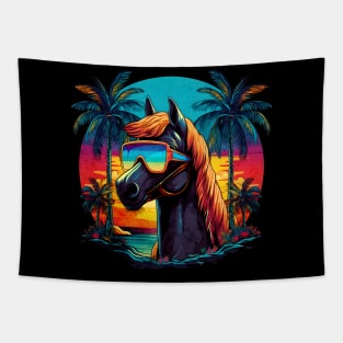 Retro Wave Thoroughbred Horse Tapestry