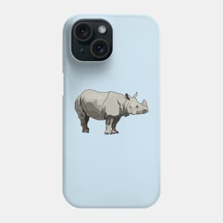 Javan rhinoceros cartoon illustration Phone Case