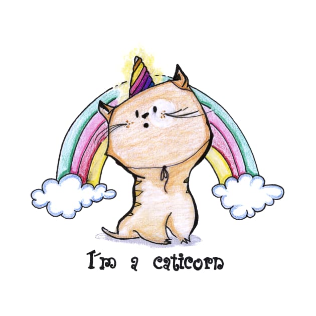 Cat unicorn cute rainbow color print by BalumbaArt