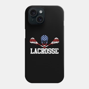 Lacrosse Player USA American Flag Phone Case