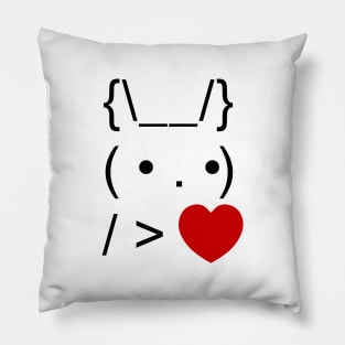 ASCII Text Art Bunny Rabbit Give Heart Pillow