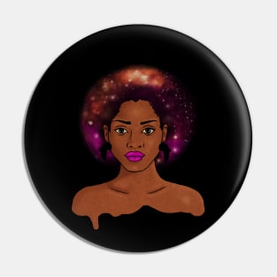 Beautiful Afro African woman with Universe, Cosmos Pin