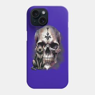 Goth Skull and cat Phone Case