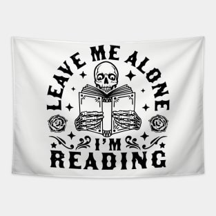 Leave Me Alone I'm Reading - Skeleton Reading Book Halloween Tapestry