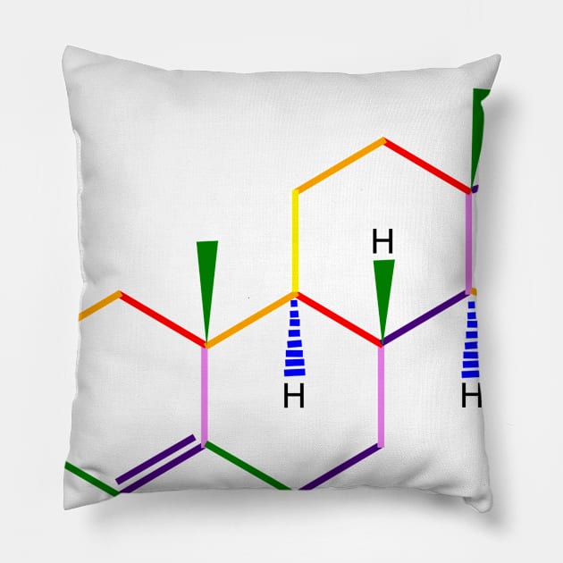 Testosterone Molecule Rainbow Chemistry Pillow by ChemECool