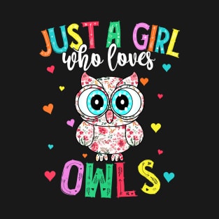 Hippie Just A Girl Who Loves Owls Vintage T-Shirt