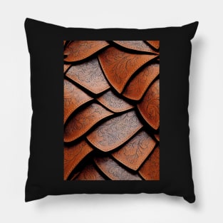 Dark Brown Ornamental Leather Stripes, natural and ecological leather print #53 Pillow