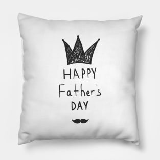 Happy Father's day hand drawn and doodle simple crown and beard Pillow