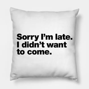 sorry i'm late. i didn't want to come Pillow