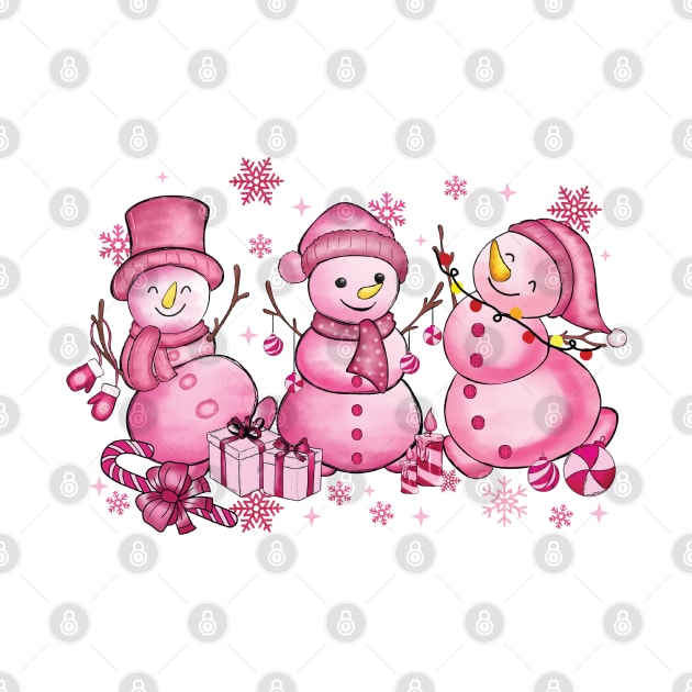 Pink Crhistmas Snowman by Velvet Love Design 