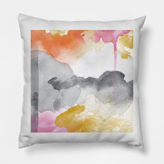 Tequila Sunrise #painting, #watercolor Pillow by AmyBrinkman