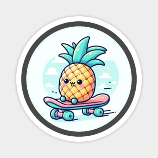 Cute Pineapple on Skateboard Magnet