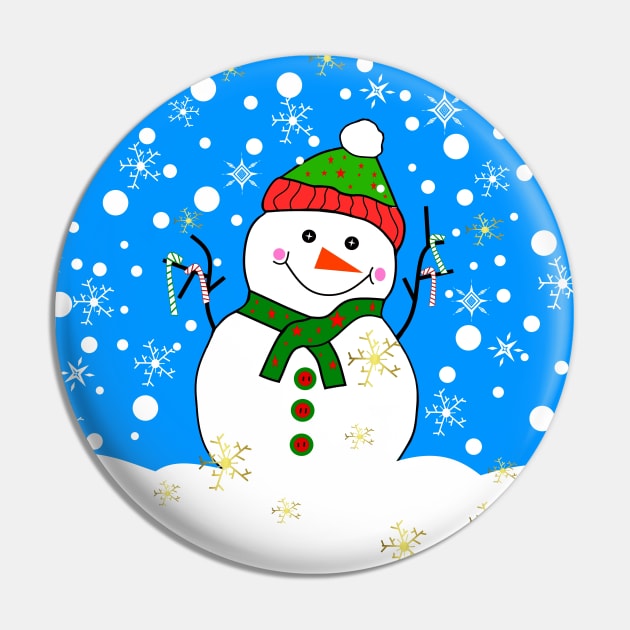 LET It Snow Merry Christmas Snowman Pin by SartorisArt1