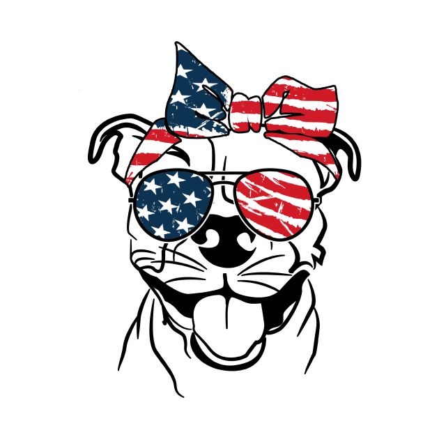 Cool Patriot Pitbull | 4th Of July Unique Pitbull T-shirt by POD Anytime