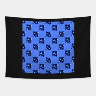 Retro blue squares repeat pattern Tapestry