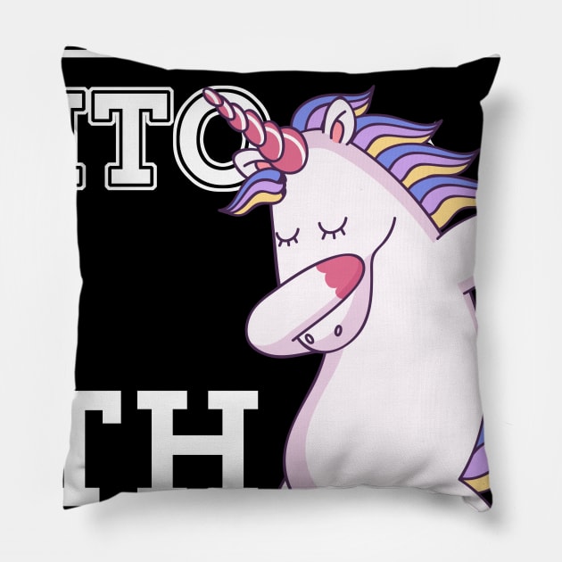 Straight Outta 4th Grade Unicorn Back To School Gift Pillow by kateeleone97023