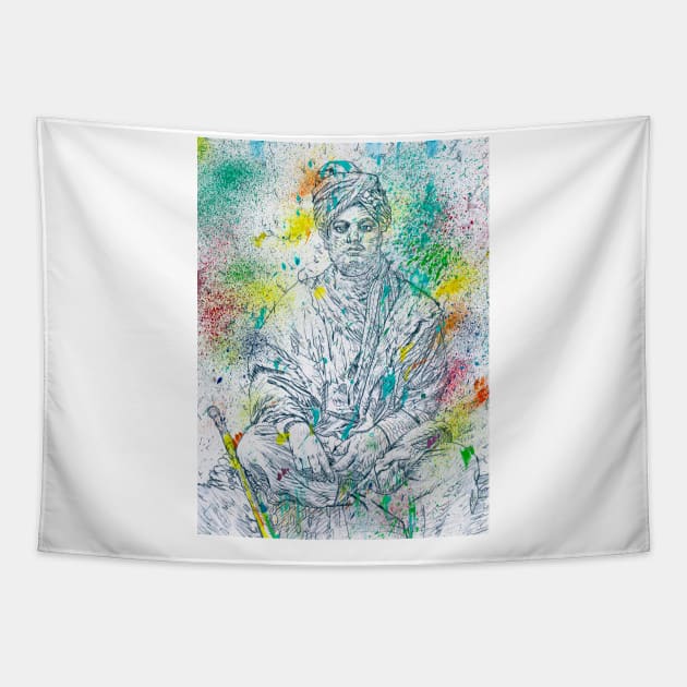 SWAMI VIVEKANANDA - watercolor portrait .3 Tapestry by lautir