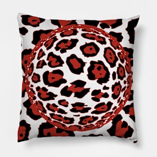 Red Retro Animal Print Leopard Pillow