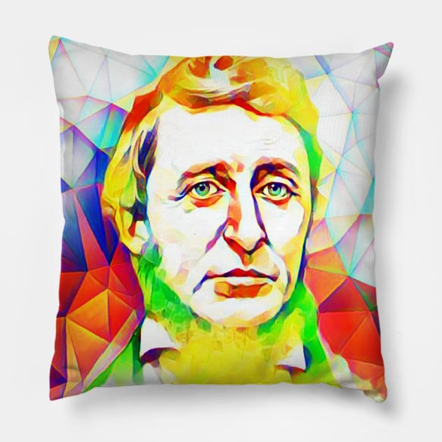 Henry David Thoreau Colourful Portrait | Henry David Thoreau Artwork 12 Pillow by JustLit