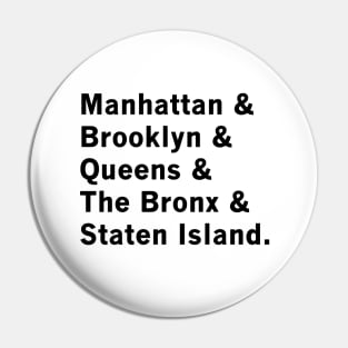 5 Boroughs of NYC Pin