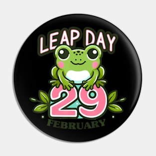 Leap Year 2024 Cute Frog Leap Day Birthday Pin