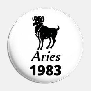 Black Aries Zodiac 1983 Pin