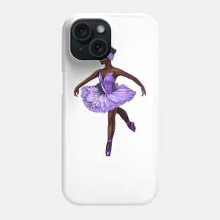 Ballet African American ballerina in purple tutu black woman with afro hair dancer dancing dance Phone Case