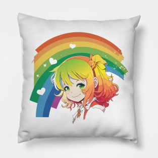 Rainbow Anime Girl Pillow