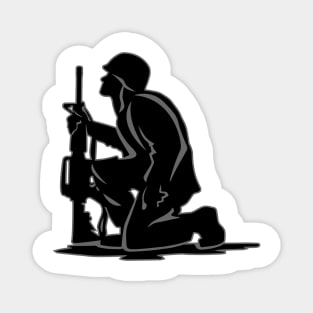 Military Serviceman Kneeling Warrior Tribute Illustration Magnet