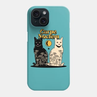 Carpe Noctem Black Cat in blue Phone Case