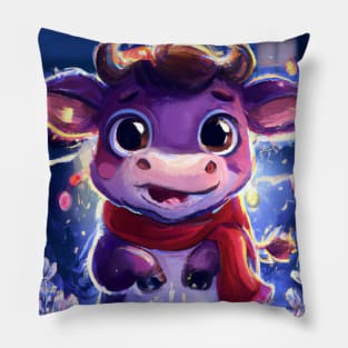 Cute Ox Drawing Pillow