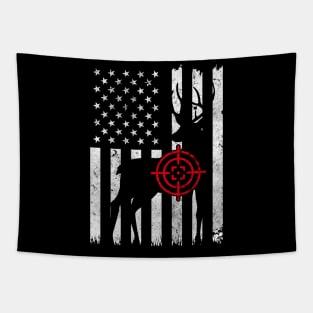 American Flag Deer Hunting Tapestry