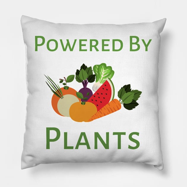 Powered By Plants Pillow by Tee's Tees