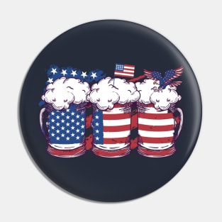 Beer American Flag 4th of July Womens Mens Patriotic USA BBQ Pin