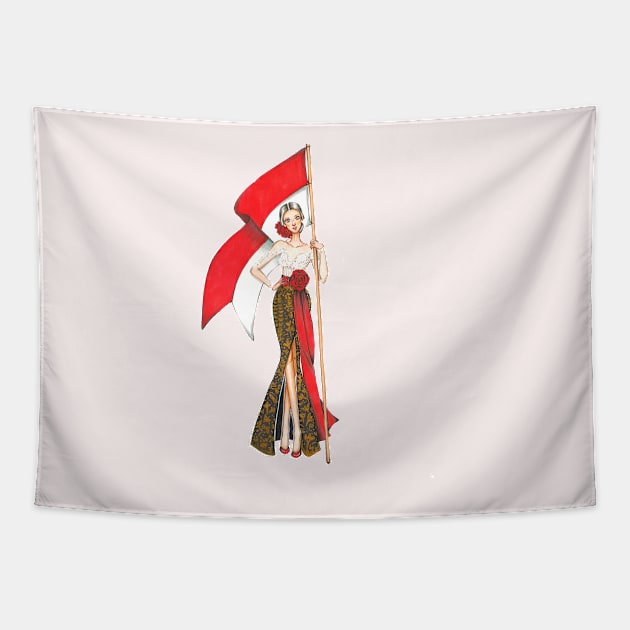 Indonesian Independence Day Tapestry by Ji Illustrator