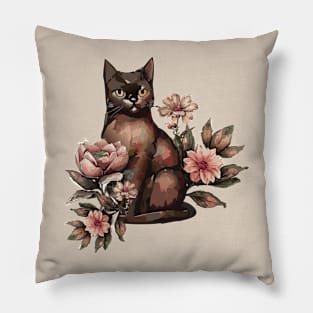 Vintage Floral Cat Pillow