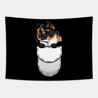 Funny Tortoiseshell Pocket Cat Tapestry