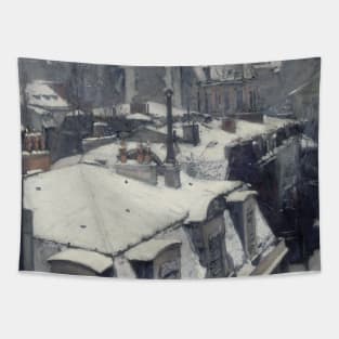 Rooftops in the Snow (snow effect) by Gustave Caillebotte Tapestry