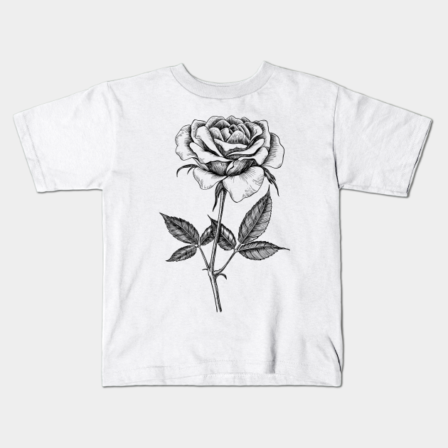 Rose drawing - Rose - Kids T-Shirt | TeePublic