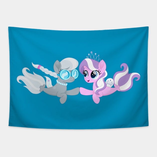 Diamond Tiara and Silver Spoon seaponies goggles Tapestry by CloudyGlow