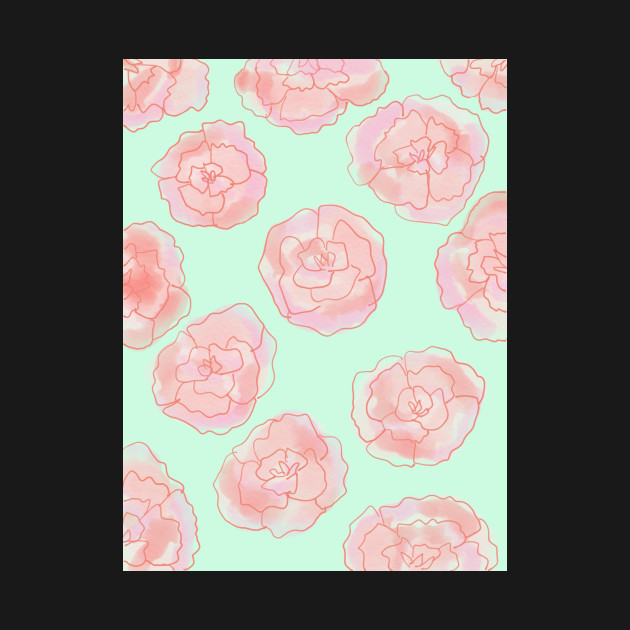 Disover Pastel Pink and Green Roses - Flowers - T-Shirt