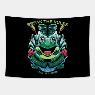 break the rules frog Tapestry