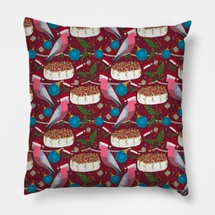 Christmas Gallah Parrot Cockatoo Burgundy Pillow