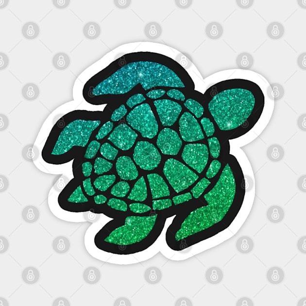 Green Ombre Faux Glitter Turtle Magnet by Felicity-K