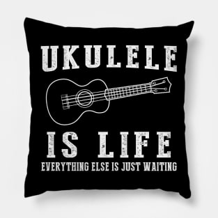 Ukulele is Life: Where Waiting Strums a Happy Tune! Pillow