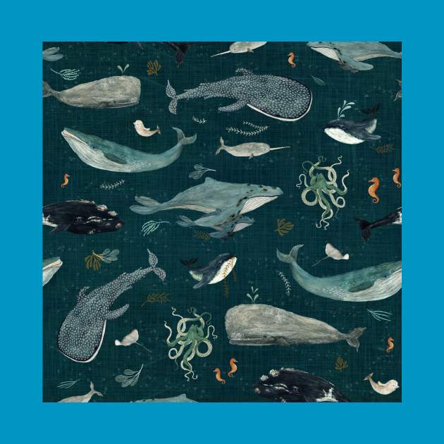 Whales midnight by katherinequinnillustration