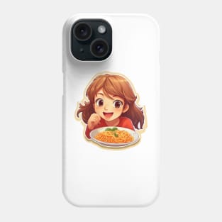 Cute Girl Eating Spaghetti Phone Case